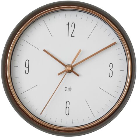 Horloge murale TFA Dostmann 60.3547.10 radiopiloté(e) 22.3 cm x 7 cm gris, cuivre X512202