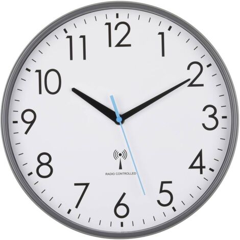 Horloge murale TFA Dostmann 60.3549.10 radiopiloté(e) 30 cm x 65 mm gris
