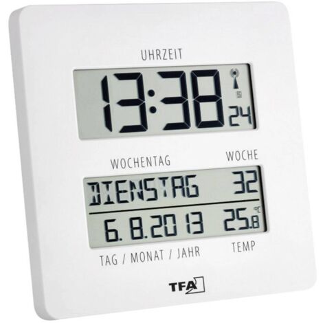 Horloge murale TFA Dostmann 60.4509.02 radiopiloté(e) 2.7 cm x 19.5 cm x 19.5 cm blanc