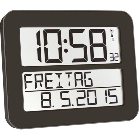 Horloge murale TFA Dostmann 60.4512.01 radiopiloté(e) 25.8 cm x 21.2 cm x 3 cm noir