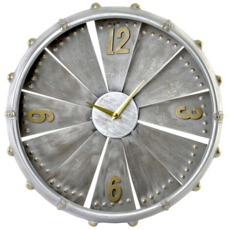 Horloge Murale Turbine en Métal Galvanisé Gris