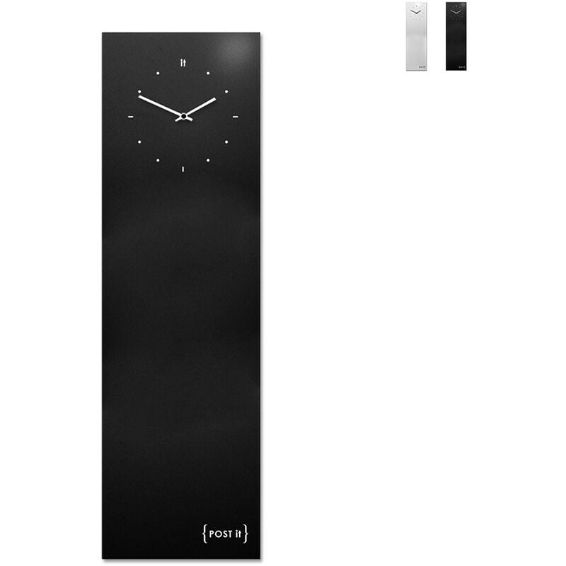 Designobject - Horloge murale à tableau magnétique vertical design moderne Post It Couleur: Noir