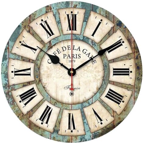 Horloge murale vintage 3D, autocollant mural sans cadre avec cadran, pour salon ou chambre, 30 x 30 cm