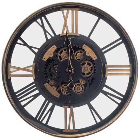 Horloge murale vintage à engrenages industriels 60 cm – MDF et métal – Design élégant pour maison et bureau – Signes Grimalt