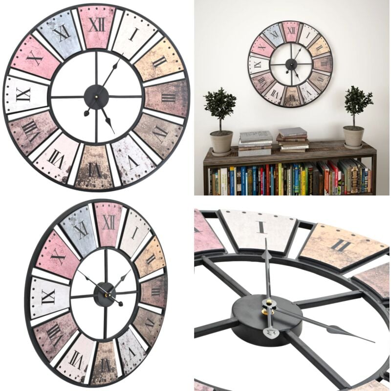Vidaxl - Horloge murale vintage avec mouvement à quartz 60 cm xxl - horloge murale - horloges murales - Home & Living - Multicolore
