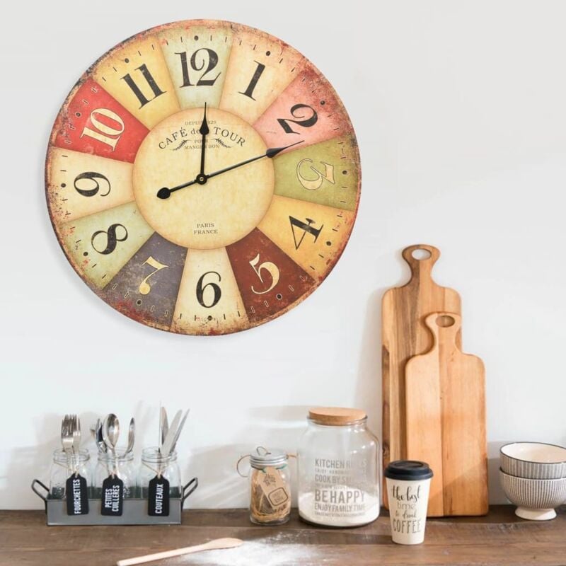 Horloge murale vintage Colorée 60 cm Vidaxl
