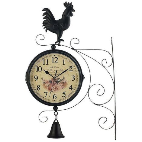 Horloge murale vintage double face rotative, décoration de fond de fête, horloge rétro orientable pour salon ou événement.
