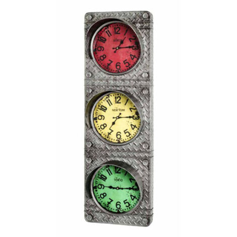Horloge Murale Vintage "Feu Circulation" 100cm Gris