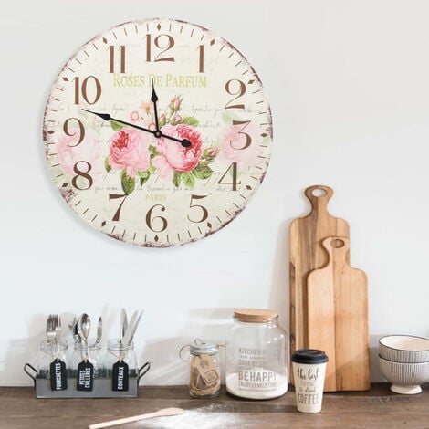 HOMMOO Horloge murale vintage Fleur 60 cm