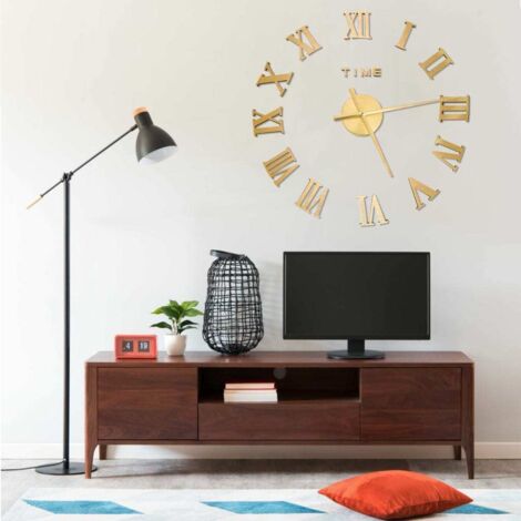 Horloge murale，Décoration murale，Pendule Murale 3D Design moderne Doré 100 cm XXL VDVM472246