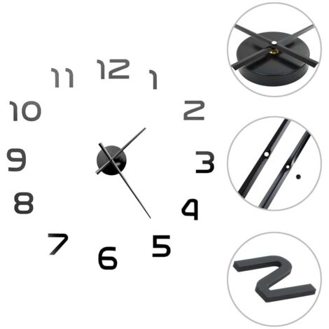 Horloge murale,Pendule murale 3D Design moderne 100 cm XXL Noir CFW168095