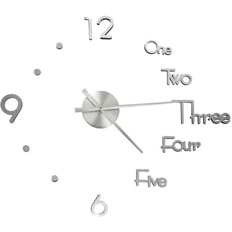 Horloge murale，Pendule murale 3D Design moderne Argenté 100 cm XXL CFW168100