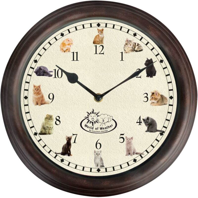 Esschert Design - Horloge musicale - Chat - d 30 cm - Livraison gratuite
