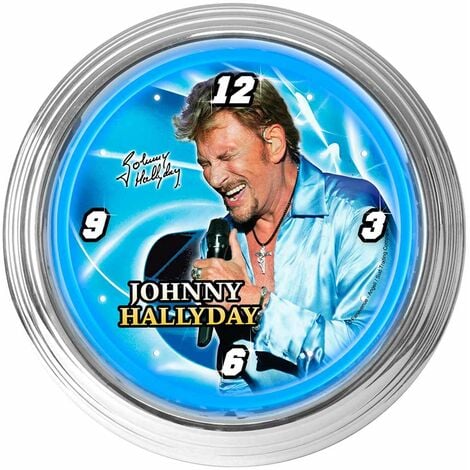 Horloge Néon bleu Johnny Hallyday