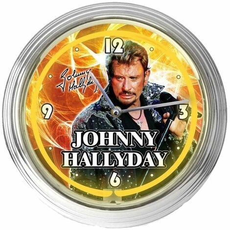 Horloge néon Jaune Johnny Hallyday