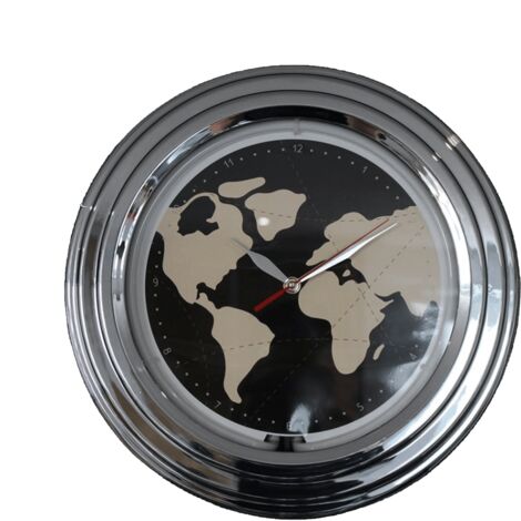 Horloge néon mappemonde 30 cm