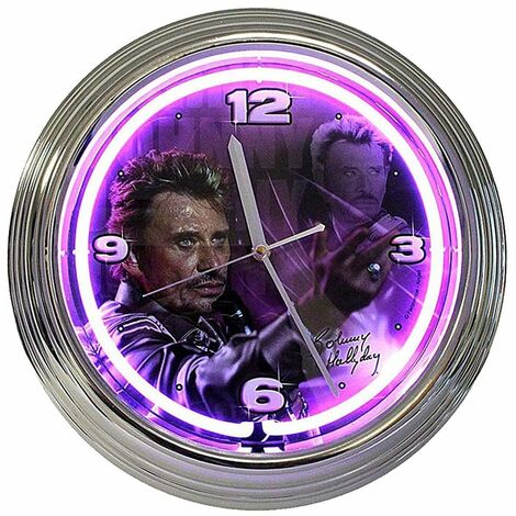 Horloge néon Rose Johnny Hallyday