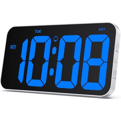 Sunxury – Horloge numérique 11 po – Chiffres clairs 4 po – Support mural ou de table – Réveil numérique avec luminosité réglable