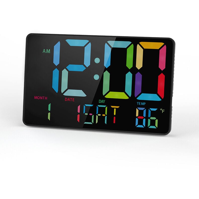 Horloge numérique à grand affichage, calendrier numérique de 24.9 cm avec télécommande sans fil, horloge murale surdimensionnée à DEL avec date de
