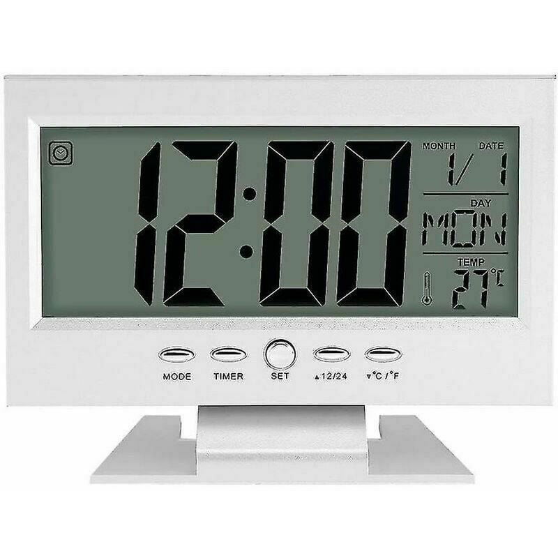 Ahlsen - Horloge numérique Calendrier multifonctionnel Réveil lcd numérique de bureau - grey