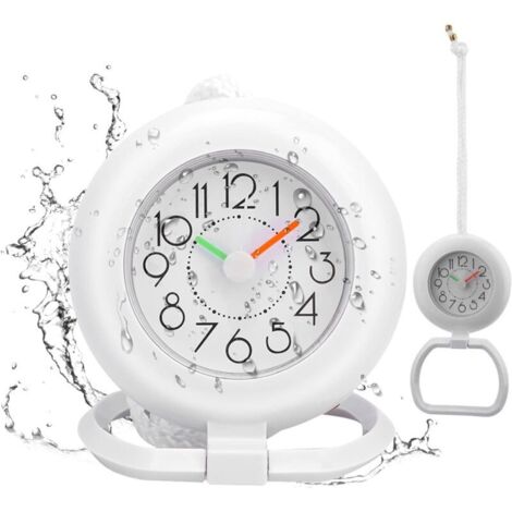Horloge numérique de salle de bain avec grand écran – Résistante aux éclaboussures – Éléments en cristal de quartz – Corde de suspension incluse