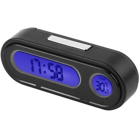Horloge numérique de voiture - - 2 en 1 LED thermomètre - Noir