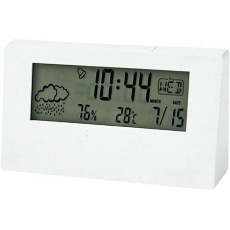Horloge numérique d'intérieur, thermomètre, réveil avec écran LCD rétroéclairé, affichage facile du jour de la semaine, rappels de calendrier, surveillance météo domestique