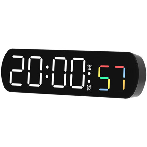 Horloge Numérique Électronique, Réveil à Luminosité Réglable LED 12 / 24H, Avec Affichage De La Température Pour La Décoration De La Chambre à Coucher Du Salon-Noir