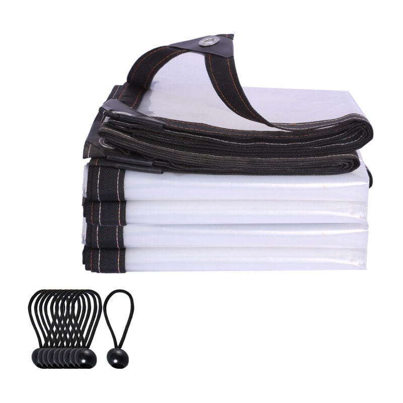 Tumalagia - Bâche de protection transparente et imperméable avec attaches élastiques, 1,8 x 3 m, pour plantes de jardin, serre, chenil, toit de cour
