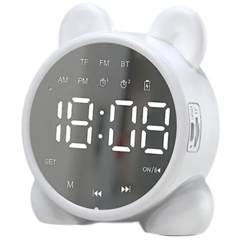 Horloge Numérique Enfant Miroir Bluetooth - Mignon Design Chat - Réveil Digital