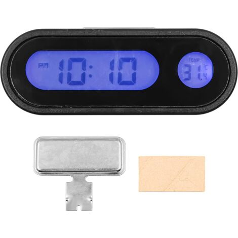 Horloge Numérique Et Thermomètre 2 En 1 - ABS - Écran LCD Rétroéclairé - Pour Tableau De Bord Et Bureau