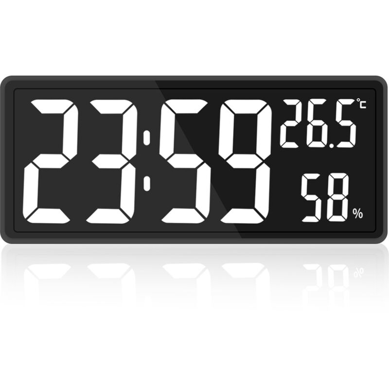 Yzmrbdqc - Horloge numérique grand écran, grande horloge murale numérique avec température et humidité, horloge murale numérique avec chiffres led