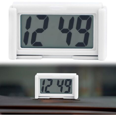 Horloge Numérique LED - 1 Pièce - Blanc - Affichage Date Heure - Tableau De Bord Voiture Bureau