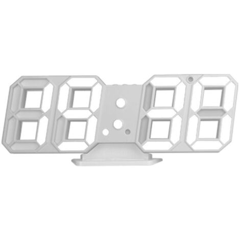 Horloge Numérique LED 3D USB avec Alarme et Affichage de Température - Cadre Blanc, Chiffres Blancs pour Décoration Intérieure