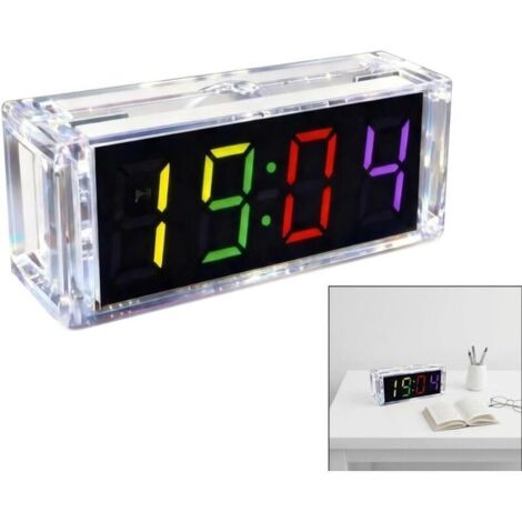 Horloge numérique LED à Quatre Chiffres à Monter soi-même, kit de Soudure électronique, avec Affichage RGB, Format 12/24 Heures, Alarme, chronomètre et Compte à rebours, kit éducatif