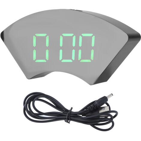 Horloge Numérique LED Silencieuse USB pour Bureau Chambre Salon Vert