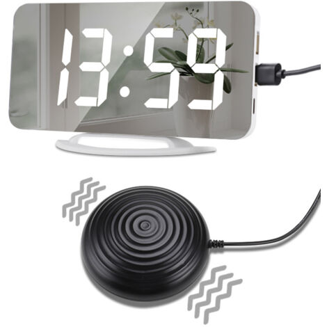 Horloge numérique miroir-Réveil vibrant - avecUSBFonction de charge