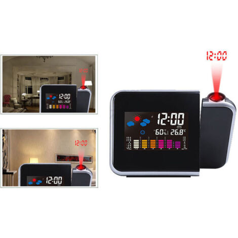 Horloge numérique multifonction avec écran couleur LCD, alarme et projection météo