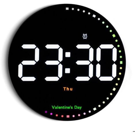 Horloge Numérique Murale 25cm LED - Aiguille Seconde Colorée/Date/Température - pour bureau, maison, école et salle de sport