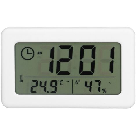 Horloge Numérique Murale Design Miroir Moderne Portable Pratique Blanc Mini