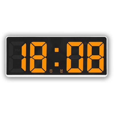 Horloge numérique simple à écran LED, horloge de chevet orange