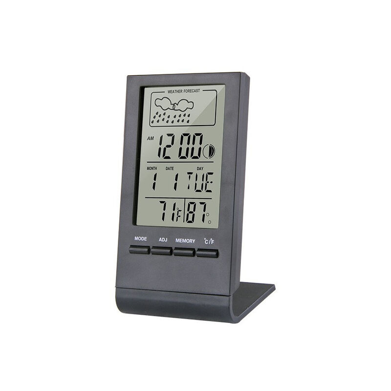 Fortuneville - Horloge numérique à led Thermomètre Hygromètre Indication d'instrument Réveil Station météo intérieure/extérieure Horloge électronique