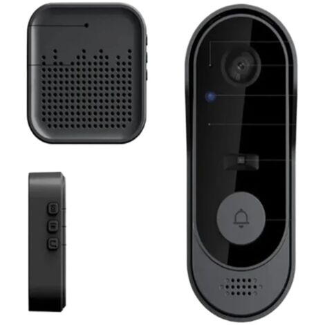 Horloge Pointeuse pour Petites Entreprises, Sonnette Vidéo Sans Fil avec Couverture Pluie et Caméra HD, Modèle Noir