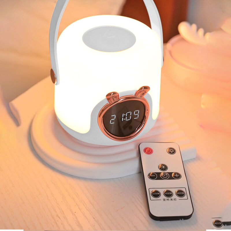 Horloge portable en forme d'animal mignon, veilleuse décorative pour la maison, télécommande intelligente, chargement usb, affichage numérique,