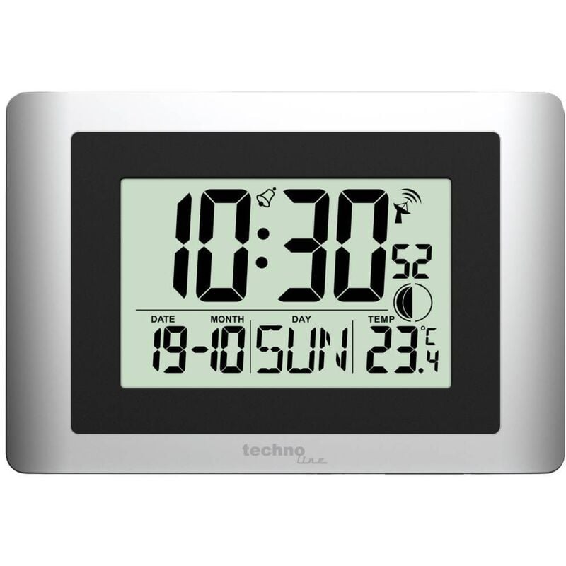 Horloge radiopilotée Techno Line WS8028 radiopiloté(e) 220 mm x 56 mm x 150 mm x 56 mm argent