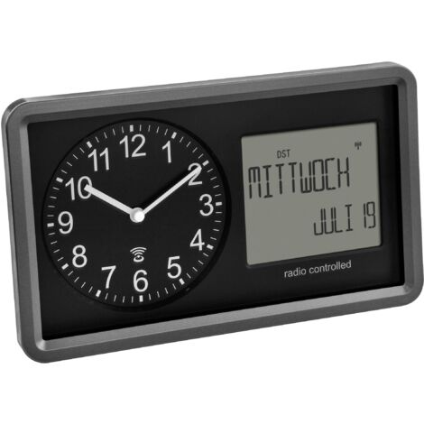Horloge radiopilotée TFA Dostmann 60.3552.01 radiopiloté(e) 25.4 cm x 4.4 cm x 15.2 cm noir