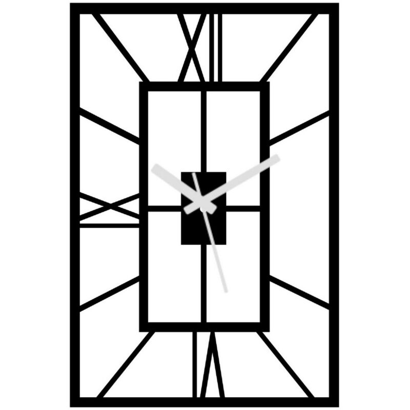 Epikasa - Horloge Murale Rectangulaire, Métal, Noir, 33x1,5x50 cm