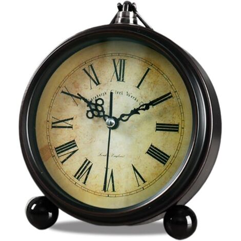 Horloge rétro classique, réveil de bureau de table silencieux vintage en métal de style européen -Style D