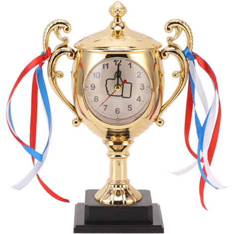 Horloge rétro, modèle trophée réaliste, petit réveil de bureau décoratif pour dortoir, chambre à coucher, salon, doré-Crezuo