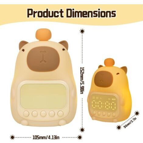 Horloge Réveil Capybara avec Veilleuse pour Enfants,Mignon Capybara Réveil Veilleuse,Lampe Rechargeable en Silicone,Réveils Numérique pour Chambres à Coucher pour Filles, Garçons